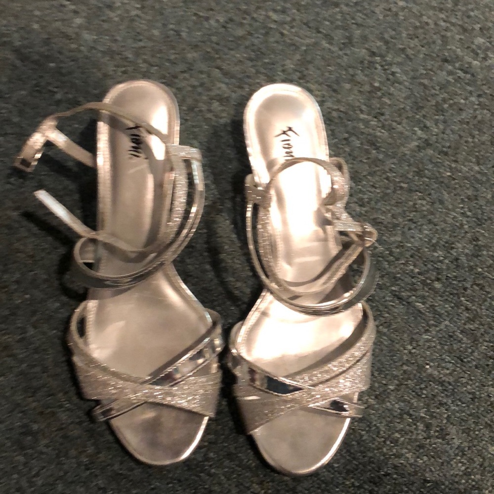 Cute silver homecoming shoes worn once